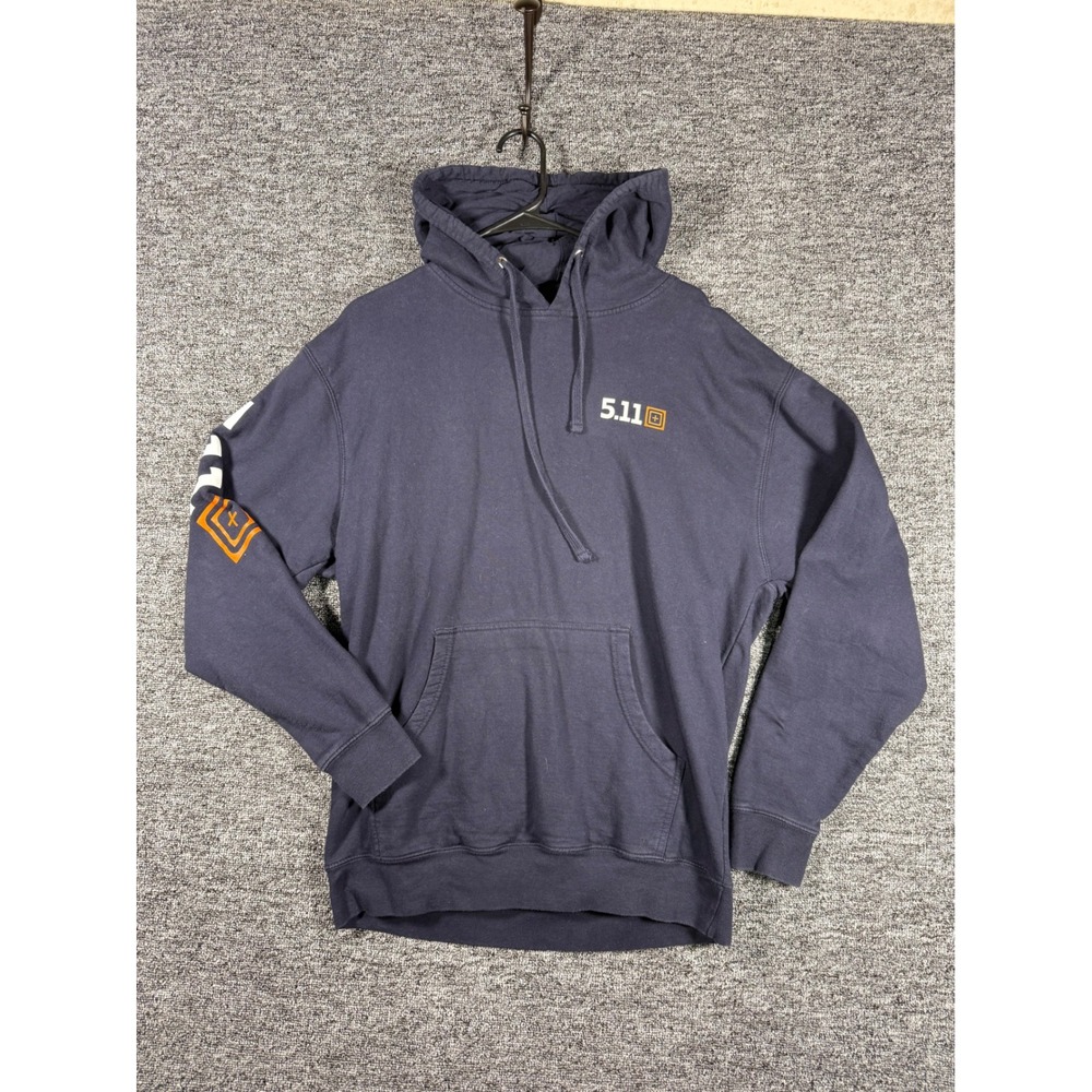 5.11 Tactical Mens Navy Blue Graphic Sleeve Pullover Hoodie Sweatshirt Large